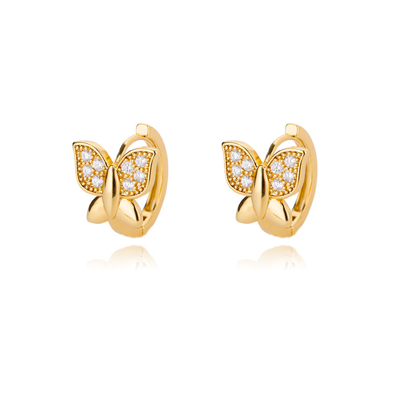 Thumbnail: Elegant Butterfly Crystal Hoop Earrings