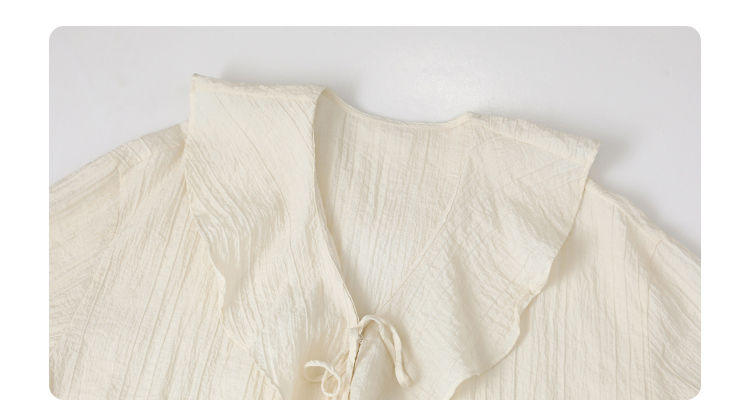 Thumbnail: CHIC VEN Women Shirt Loose Casual Ruffled Edges Female Blouses V Neck Lace Up Mi