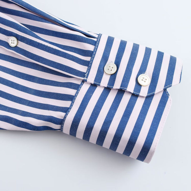 Thumbnail: ETJ 2025 women's spring new Europe-American fashion striped long sleeve lapel lo