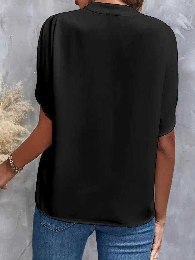 Thumbnail: VEITCHE Summer Women Casual Solid Blouse Women Fashion V-neck Half Sleeve Shirts