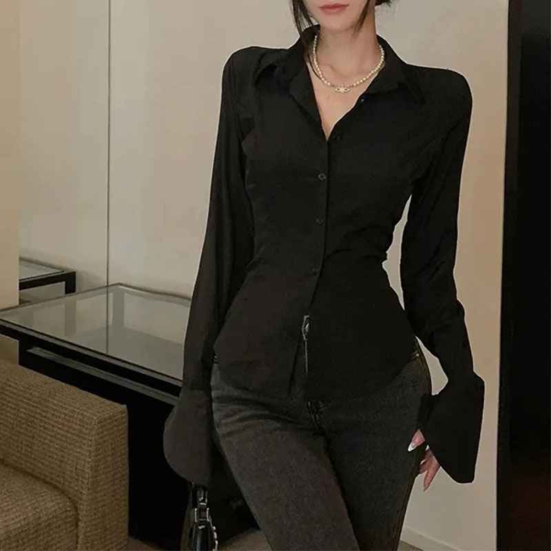 Thumbnail: Fashion Women Bandage Shirts Korean All Match Streetwear Female Slim Blouse Spri