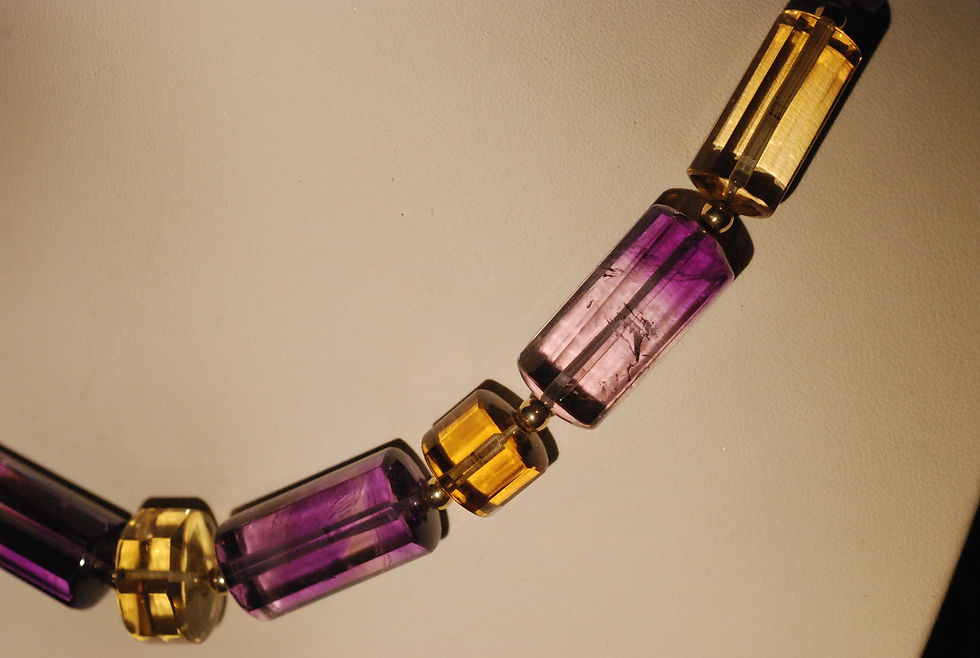 Miniatura: Collana in ametista, quarzo citrino e dettagli in oro 18 kt