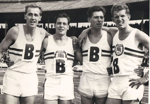 Norman Futter and his 4 x 400m team-mates at the Great Britain v USA meeting, July 21/22 1961, White City, London