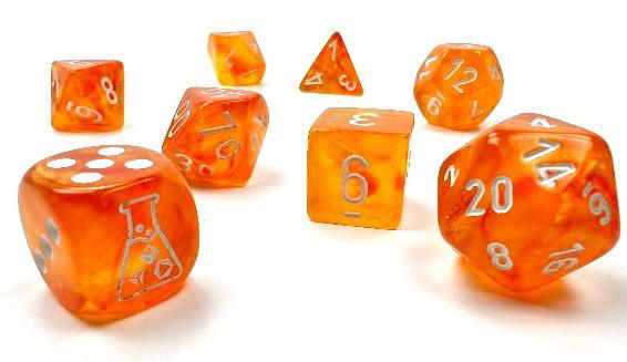 Miniatyrbild: Chessex Lab Dice Borealis®  Blood Orange/white Luminary™