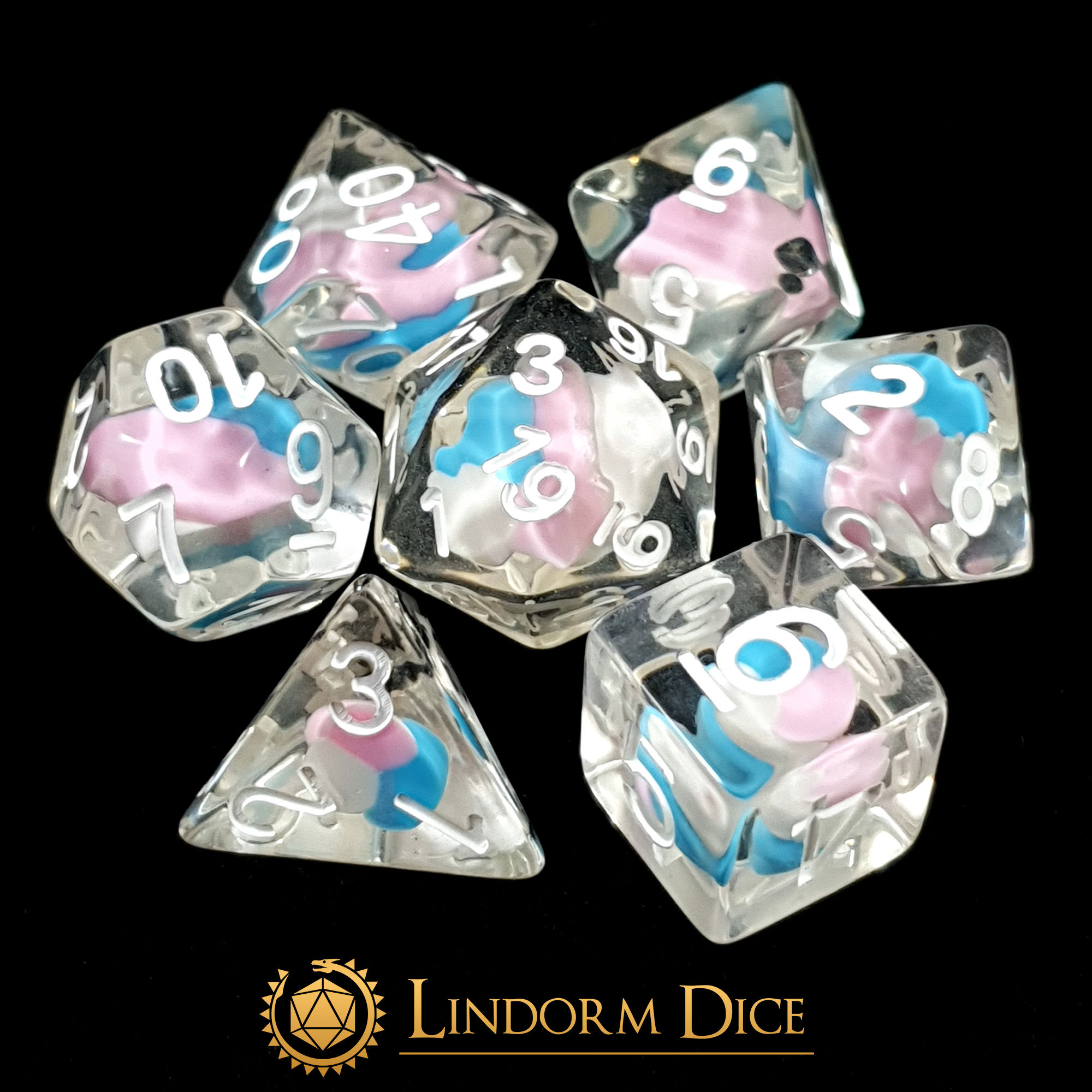 Marshmallow dice - blue/white/pink