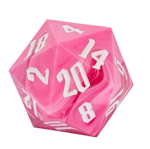 Giant acrylic D20 (55 mm) - Bubble Gum pink