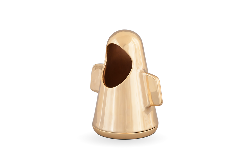 Miniatura: Florero de oro de 24k con un diseño moderno en forma de cruz, que combina lujo y minimalismo para realzar cualquier arreglo floral con un toque de elegancia.