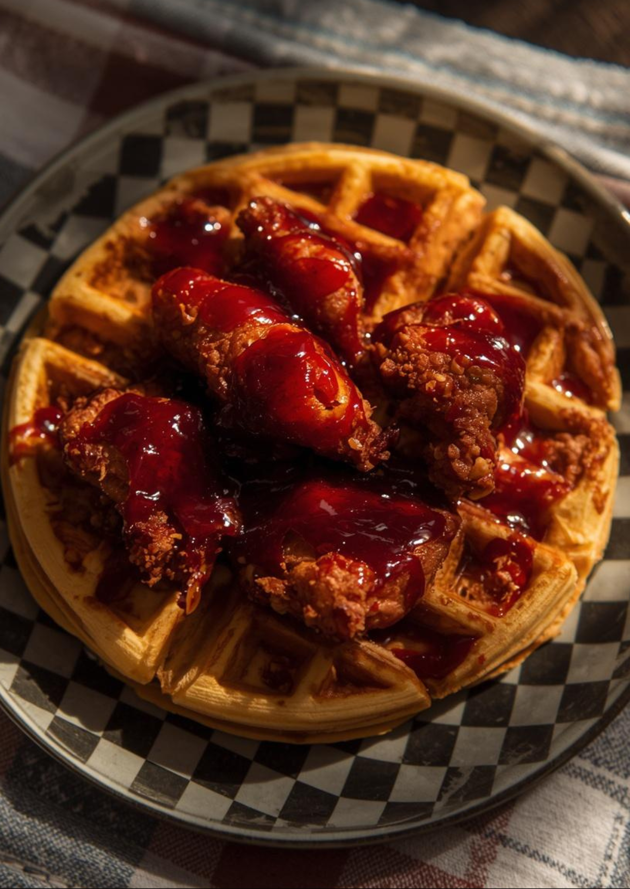 Sorrel Glazed Chicken & Waffles