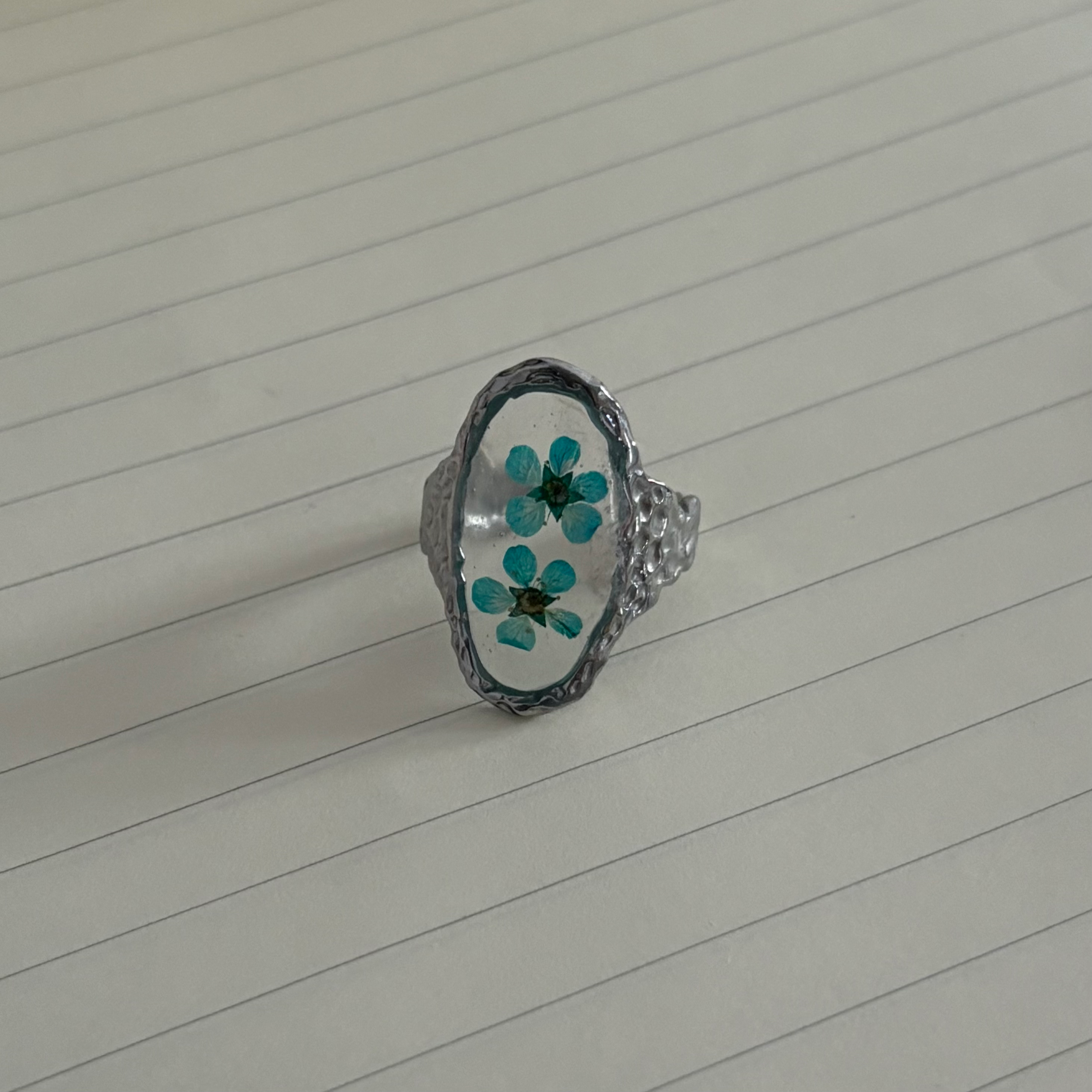 Anel Flor verde azul