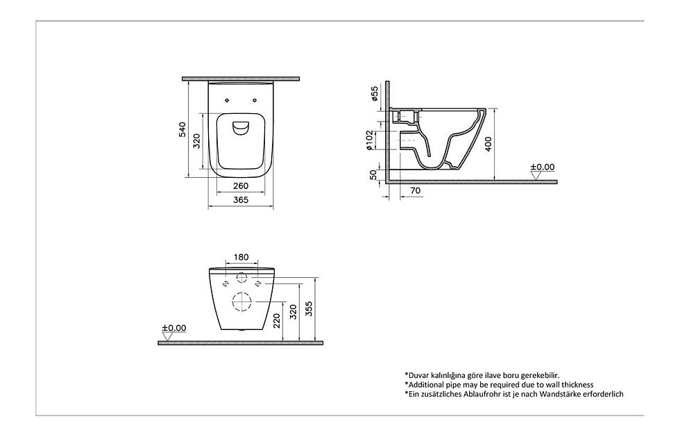 Thumbnail: VitrA Integra Square Wall Hung Pan Including Square Slim Soft Closing Seat