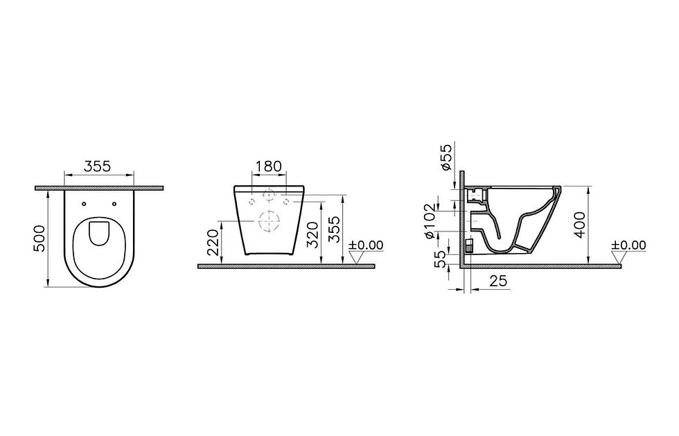 Thumbnail: VitrA Integra Short Projection Wall Hung Pan Including Integra Soft Closing Seat