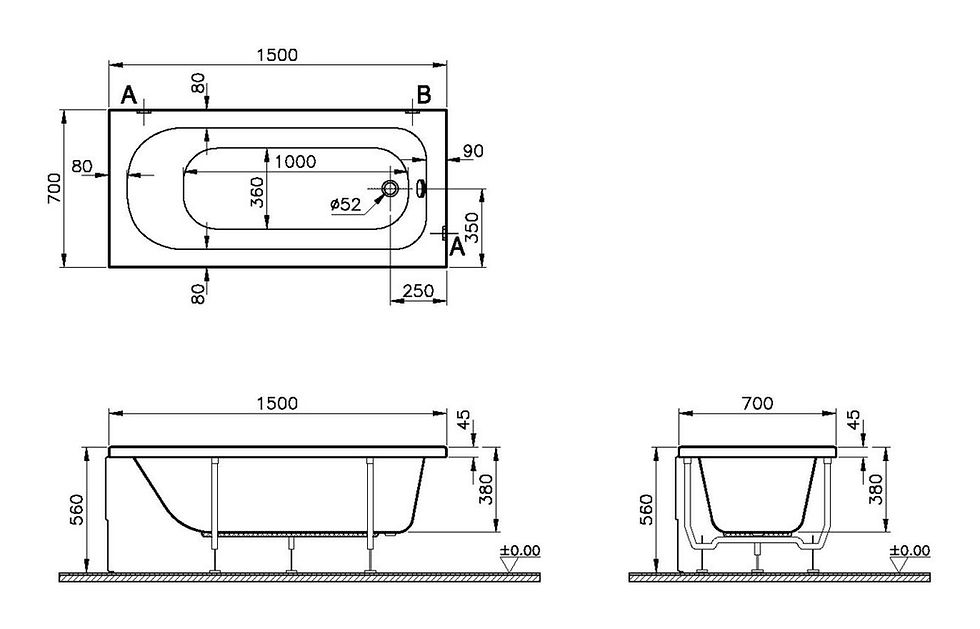 Thumbnail: VitrA Optima 0TH Bath 150cm