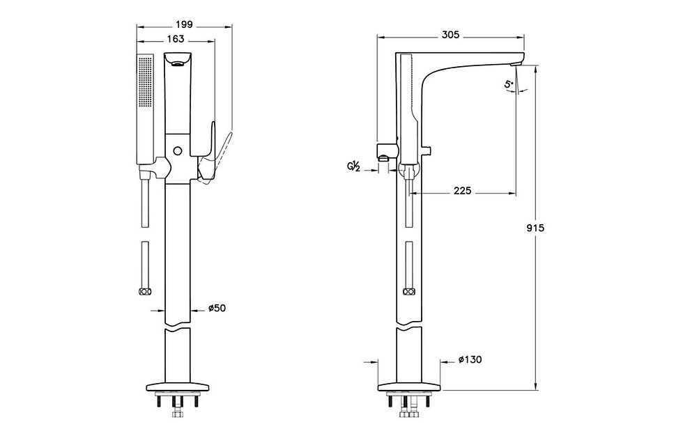 Thumbnail: VitrA Root Round Floor Standing Bath/Shower Mixer