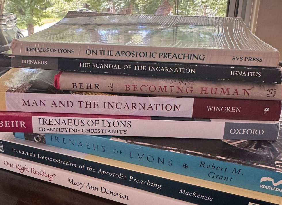 Stack of Irenaeus books for Books Worth Peddling.jpeg
