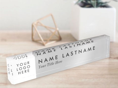 Hot Review! Custom Logo Elegant Simple Minimalist Light Gray Desk Name Plate
