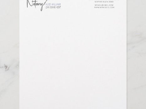 Big Deals! Minimalist Blue & White Simple Modern Notary Letterhead