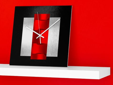 Hot Deals! Geometry Modern Red Gray Silver Black Italian VIP Square Wall Clock