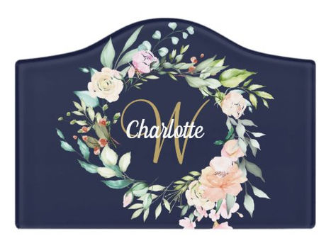 Hot Deals! Roses Floral Gold Monogram Navy Blue Door Sign