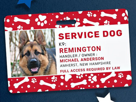 Review Service Dog Red Paw Prints Personalized Photo ID Badge