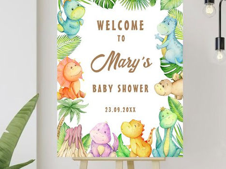 Hot Deals! Dinosaur Baby Shower Welcome Sign