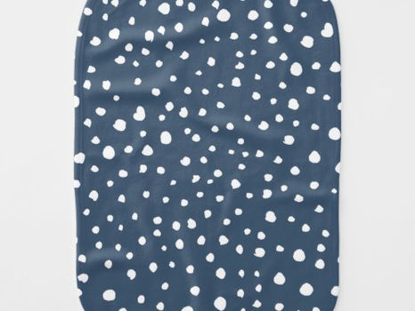 Hot Deals! Navy Blue Dalmatian Spots, Dalmatian Dots, Dotted Baby Burp Cloth