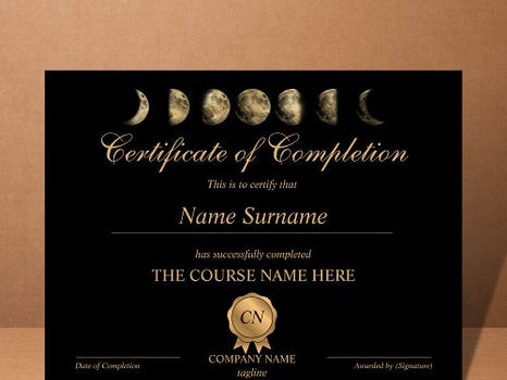 Best Price! Certificate of Completion Award Yoga Moon