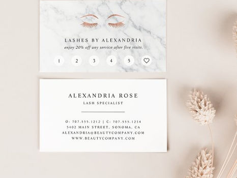 Big Deals! Marble & Rose Gold Lashes & Brows Beauty Loyalty Card