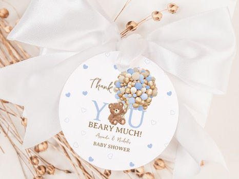 Top 10! Blue Bear Thank You Beary Much Favor Tags