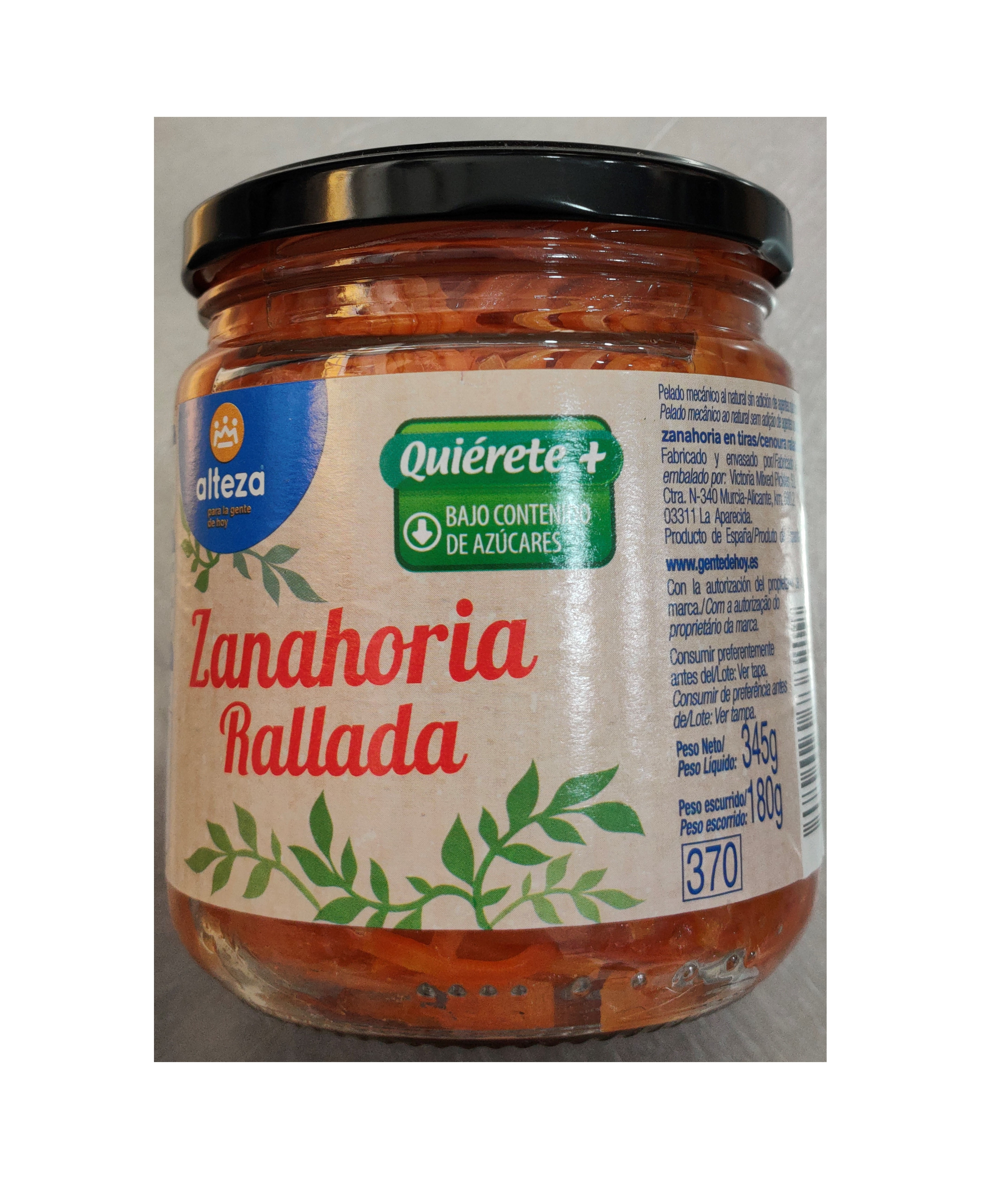 Cenoura ralada alteza 345g