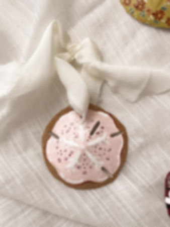 Handpainted Sand Dollar ornament-Pink Sugar Cookie 
