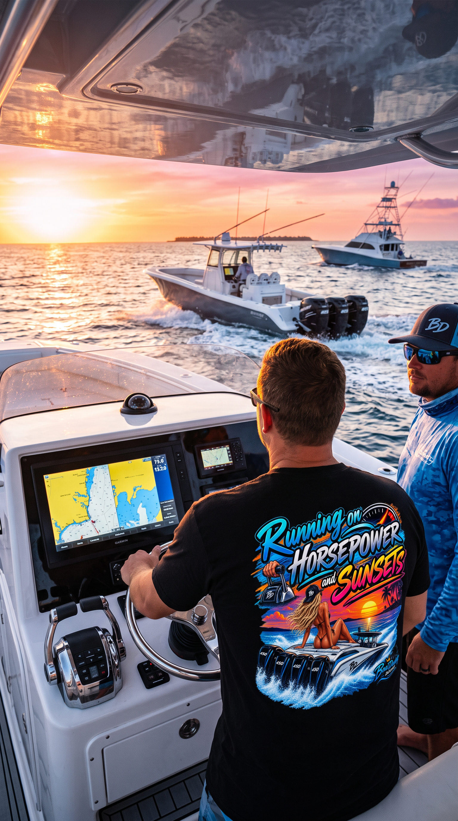 Running on Horsepower and Sunsets BoatDaddy T-Shirt