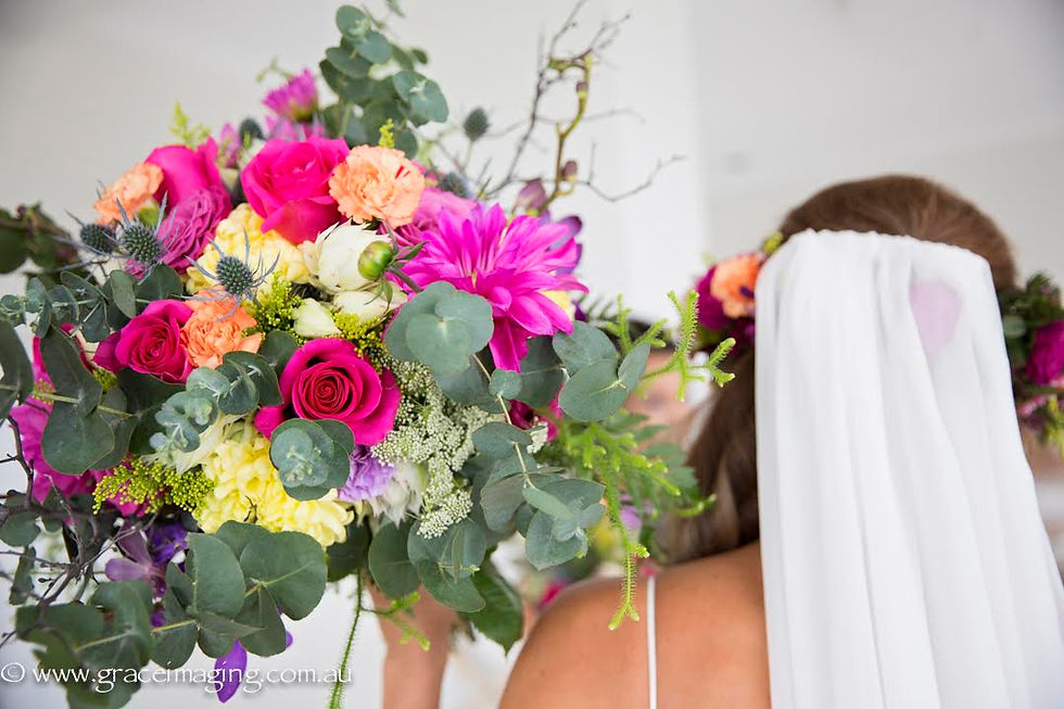 hot pink flower bride bouquet