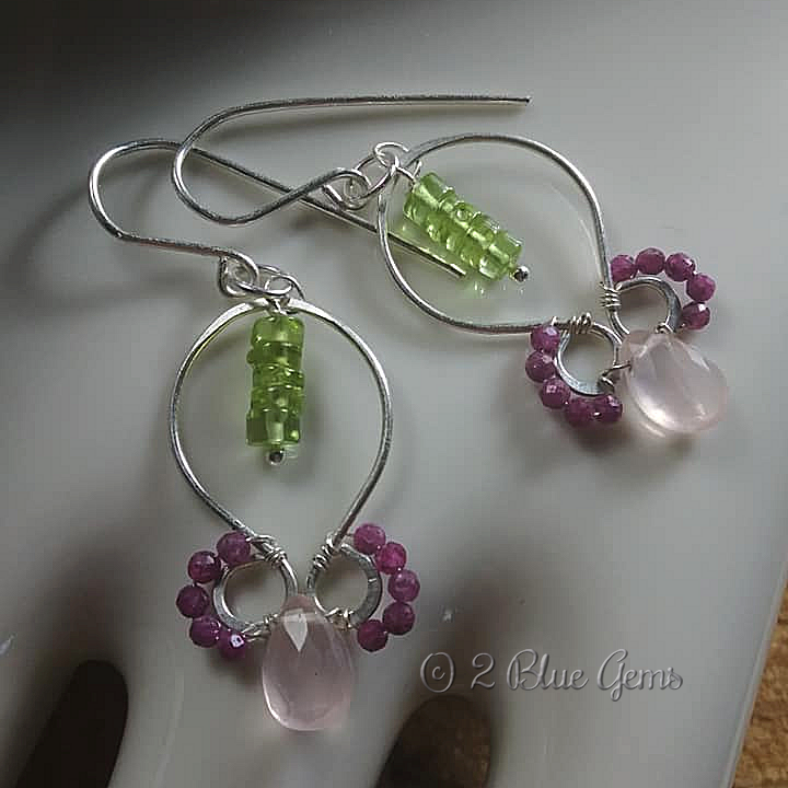 Thumbnail: "Blossom" Rose Quartz, Peridot, Ruby & Sterling Silver