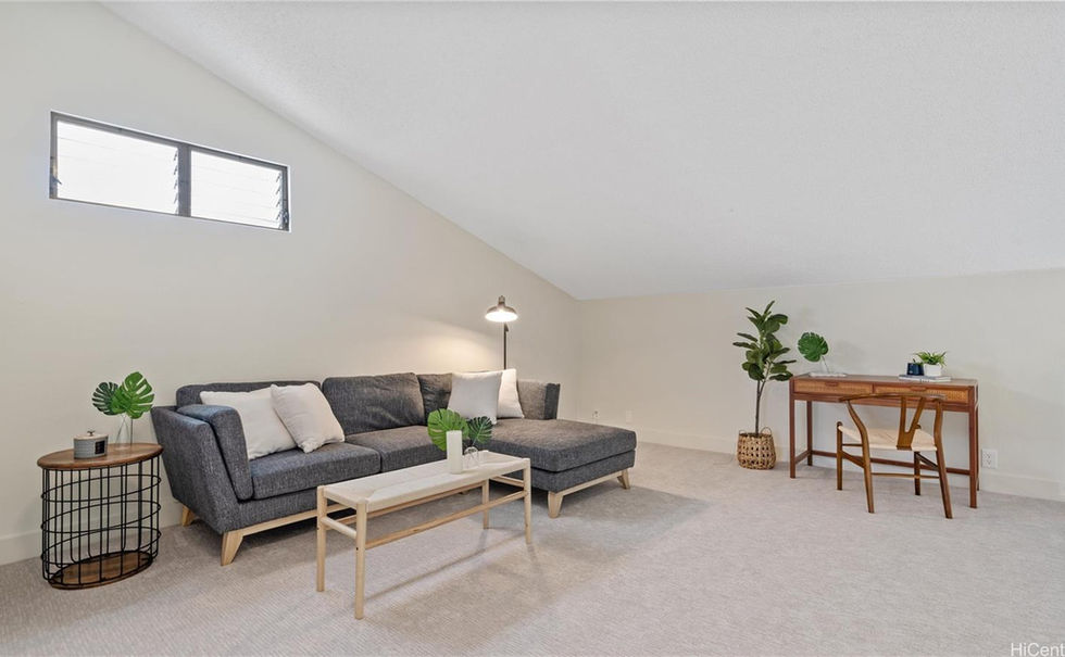 A beautiful two-story home that combines blue and green accents for a serene ambiance.