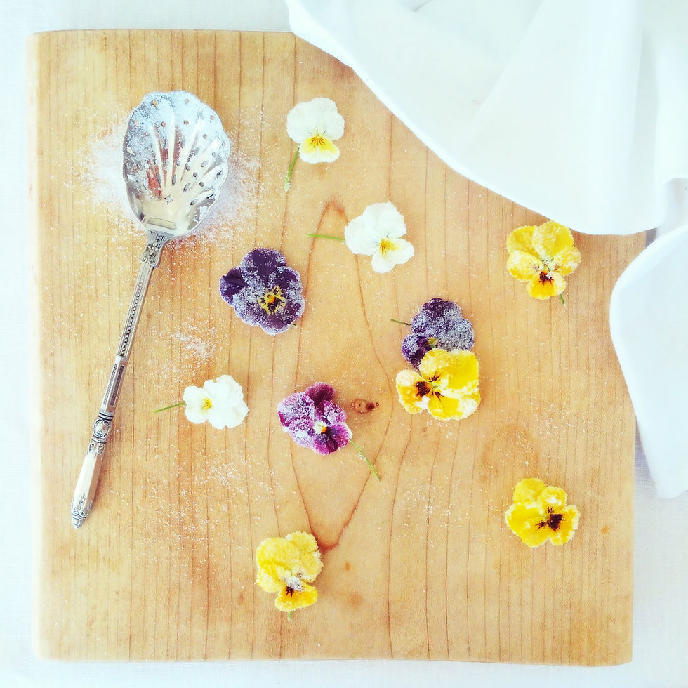 Crystallised Violas - Sky Meadow Bakery blog