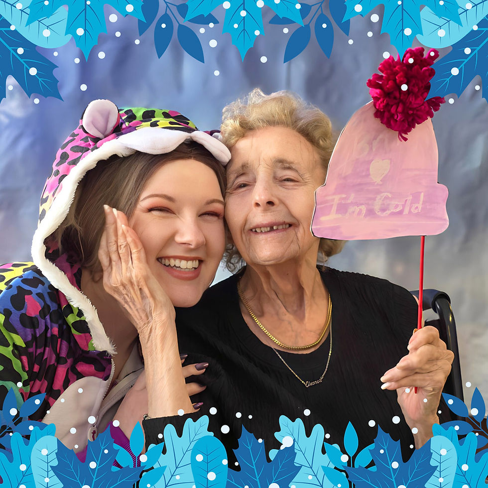 Eleanor poses with the Activity Director during our Winter portrait shoot at Newburgh Rehab and Nursing