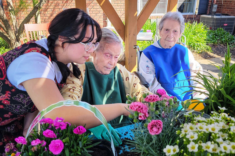 Nursing Home Potting Flowers
