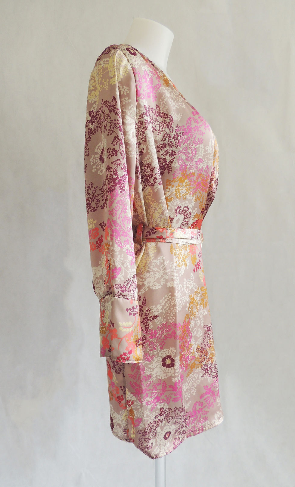 Thumbnail: Flower Print Satin Dressing Gown with Belt
