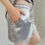 Thumbnail: SIZE 12: Luxury Silver Satin Shorts with Pockets