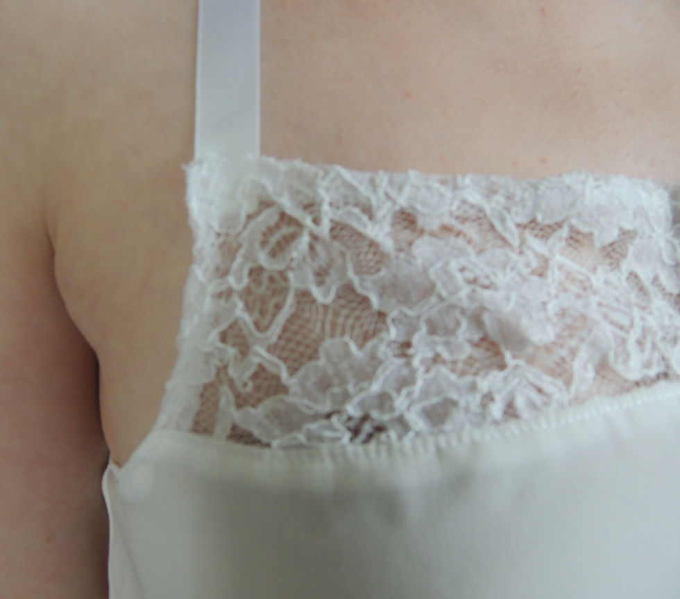 Thumbnail: White Peachskin Halter Top with Lace Detail