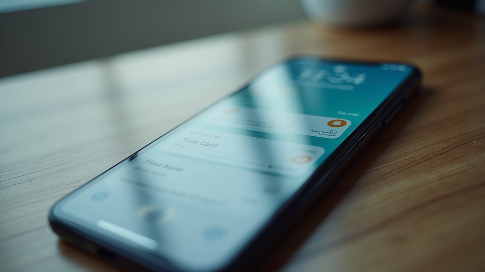 Close-up view of a smartphone screen displaying a task management app