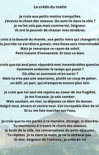 Le crédo du matin Je crois aux petits ma