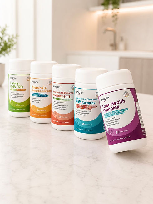 Complete WordTip supplement collection with five daily wellness formulas.