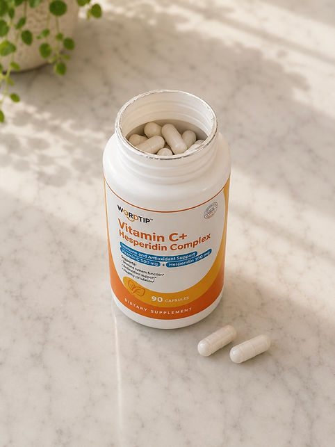 WordTip Vitamin C dietary supplement bottle with antioxidant and immune support ingredients.