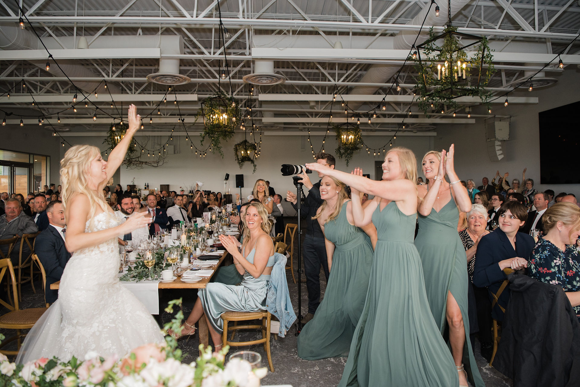 Bride & Bridesmaids Dancing