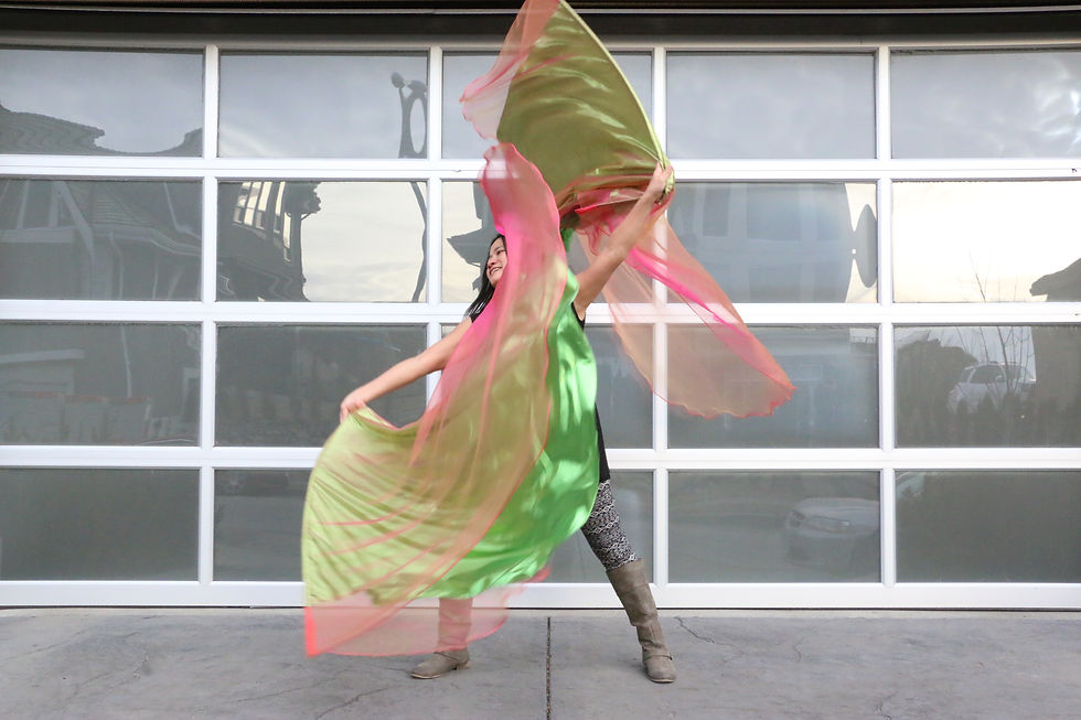 Thumbnail: Multi Triple Layer Angel Wings worship Flag Green Pink