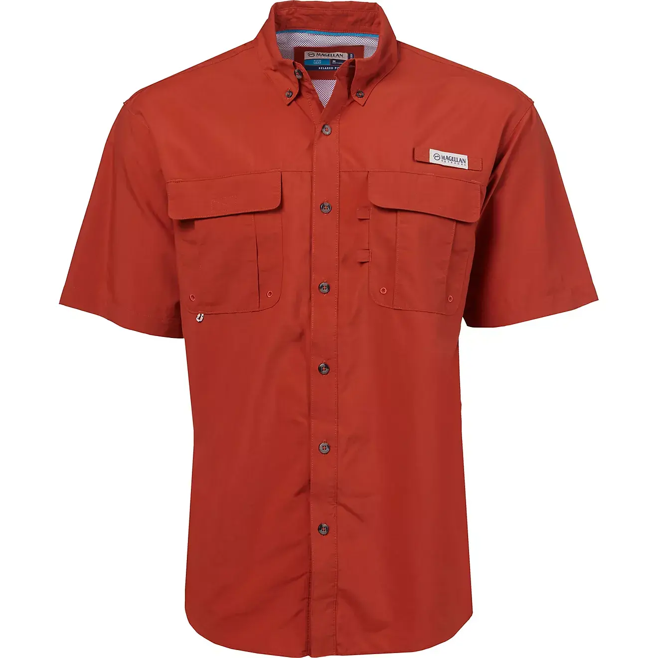 Camisa de Hombre Magellan Laguna Madre Manga Corta Ladrillo