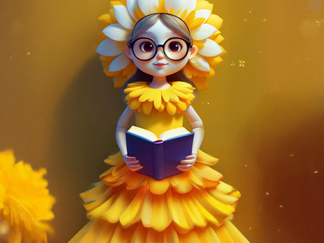 Flor, a menina que adora ler e escrever.