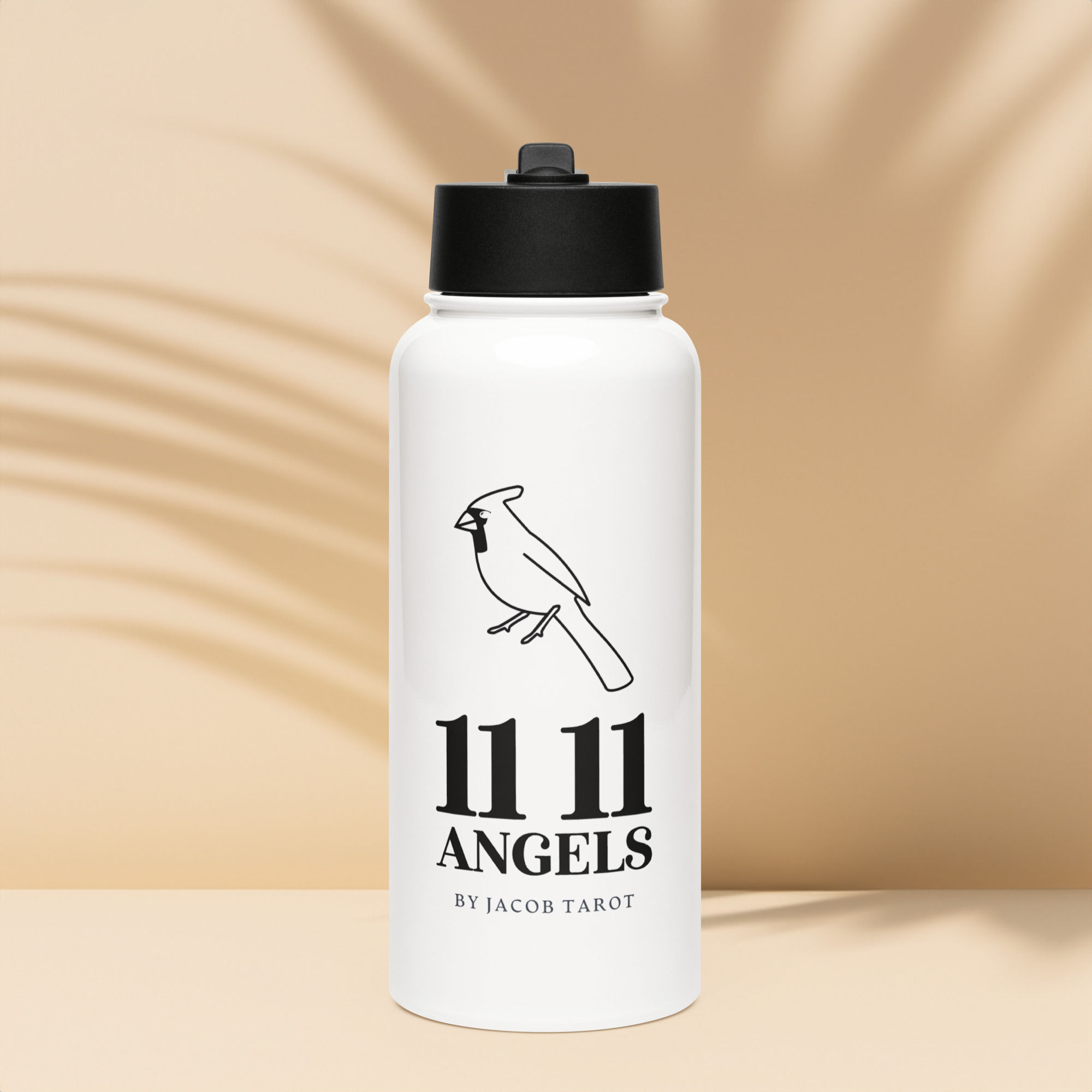 Stainless steel water bottle with a straw lid