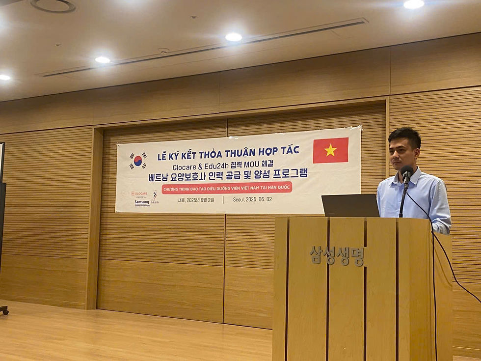 Ông Cao Hồng Cường phát biểu tại Lễ ký kết Biên bản ghi nhớ hợp tác (MOU) giữa Glocare và Công ty Cổ phần Giáo dục Edu24h.